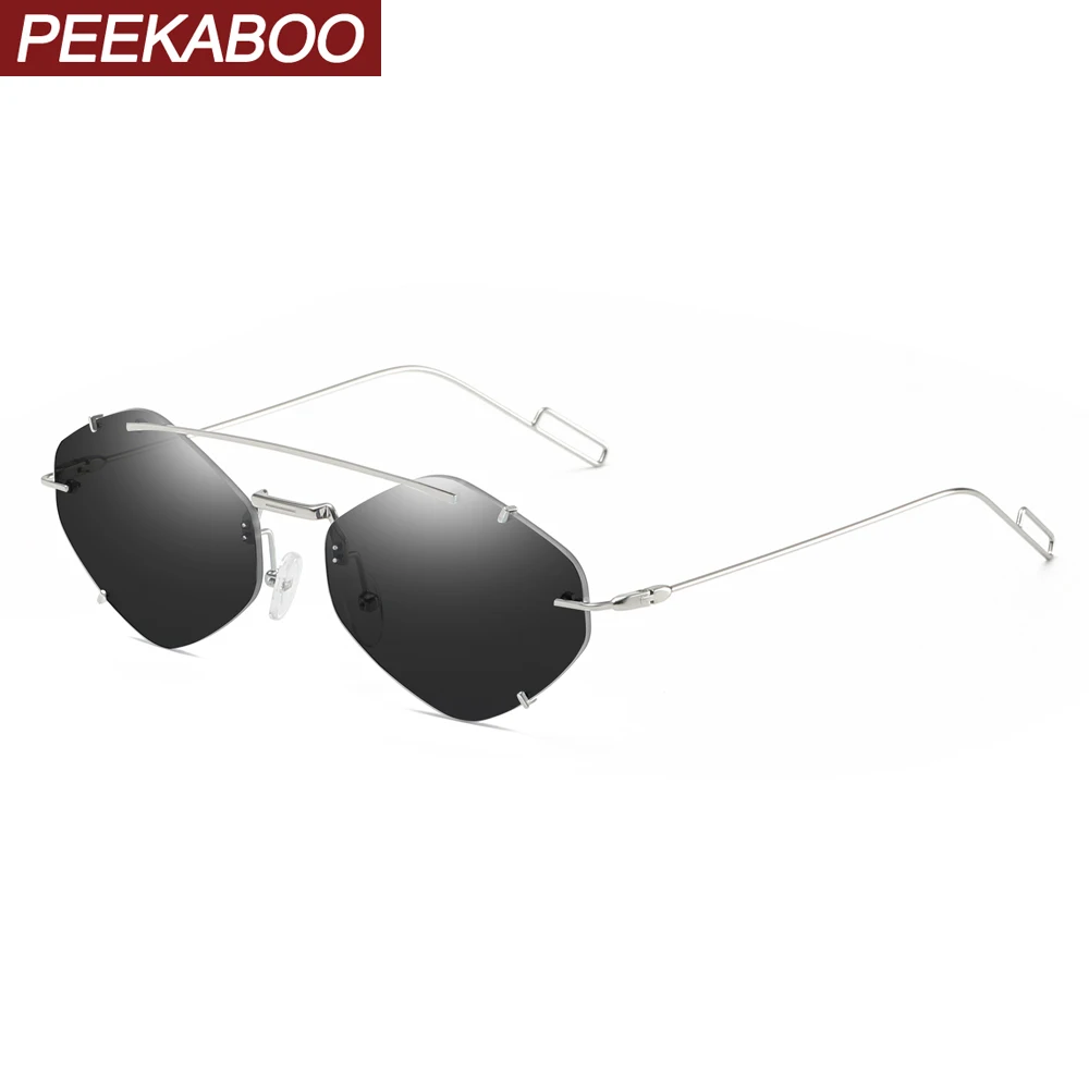 Peekaboo vintage rimless sunglasses rhombus women metal hexagonal sun glasses for men 2019 polygon ultralight eyewear silver
Peekaboo vintage rimless sunglasses rhombus women metal hexagonal sun glasses for men 2019 polygon ultralight eyewear silver