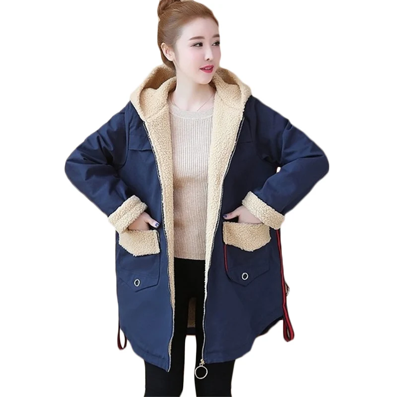 Autumn Winter Plus lamb hair Warm Cotton Jacket Women Plus size Jackets Coat Female Korean loose Casual Hooded Parkas 5XL F742
Autumn Winter Plus lamb hair Warm Cotton Jacket Women Plus size Jackets Coat Female Korean loose Casual Hooded Parkas 5XL F742