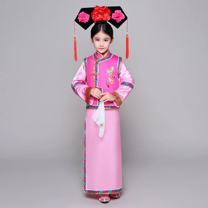 Костюм принцессы династии Цин ханьфу длинное платье для косплея детей в