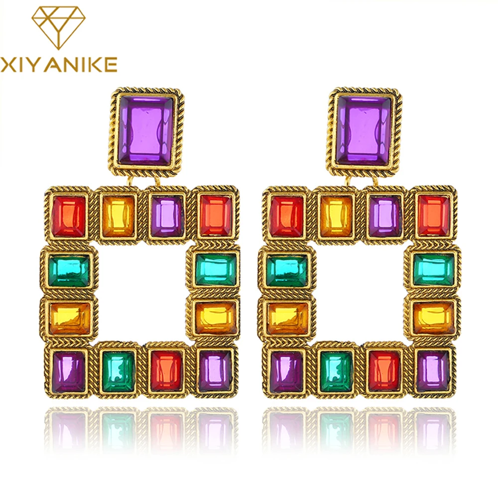 XIYANIKE 2019 Colorful Personality Earrings For Women Large Square Crystal Big Drop Earrings luxury geometric Fashion Jewelry
XIYANIKE 2019 Colorful Personality Earrings For Women Large Square Crystal Big Drop Earrings luxury geometric Fashion Jewelry