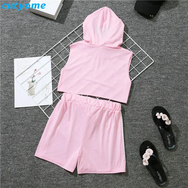Mommy And Me Summer Sport Mathing Clothing Set Sleeveless Hooded tshirt+Cotton Skirt For Family Mother Daughter Clothes Outfits (45)
