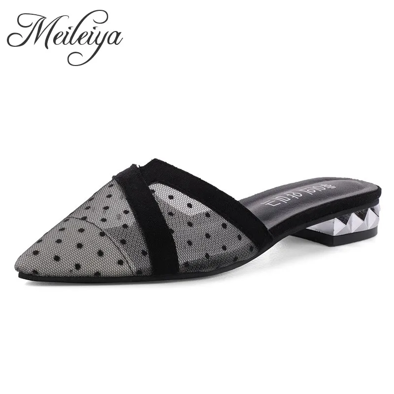 2019 Elegant Lady New Comfort Black Air Mesh Pointed Toe Mules Female Summer Fashion Dots Perspective Slippers for Women
2019 Elegant Lady New Comfort Black Air Mesh Pointed Toe Mules Female Summer Fashion Dots Perspective Slippers for Women