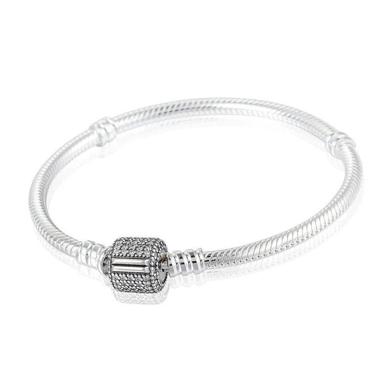 Clear CZ Crystal Barrel Clasp Snake Chain Silver Bracelets for Women Fashion Silver 925 Jewelry DIY Beaded Charms Bracelets Girl
Clear CZ Crystal Barrel Clasp Snake Chain Silver Bracelets for Women Fashion Silver 925 Jewelry DIY Beaded Charms Bracelets Girl