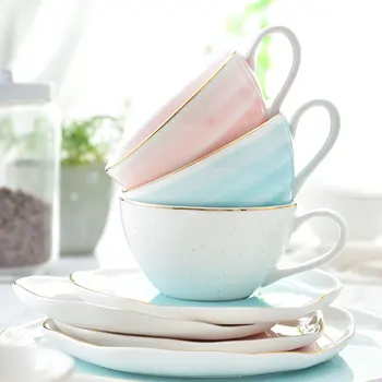 250ML Brief Style Watercolor Ceramic Bone China Unleaded Coffee Milk Cup Gold Plated Rim Mugs with Saucer Kit Flower Tea Set Cup
250ML Brief Style Watercolor Ceramic Bone China Unleaded Coffee Milk Cup Gold Plated Rim Mugs with Saucer Kit Flower Tea Set Cup