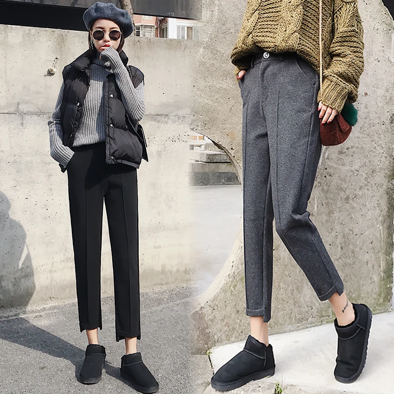 2019 Autumn Winter New Casual Trousers Women Slim Woolen Harem Pants Female Lattice Korean Style Pencil Pants Ladies Clothing
2019 Autumn Winter New Casual Trousers Women Slim Woolen Harem Pants Female Lattice Korean Style Pencil Pants Ladies Clothing