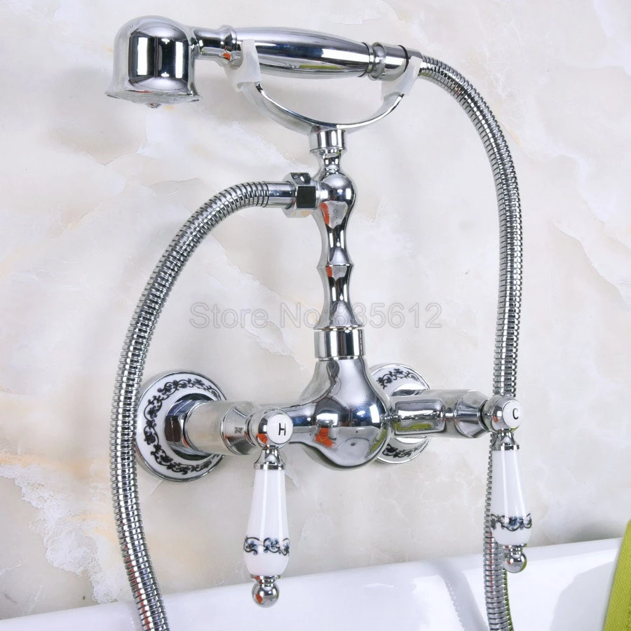 Polished Chrome Bath Faucets Wall Mounted Bathroom Basin Mixer Tap With Hand Shower Head Bath & Shower Faucet tna209
Polished Chrome Bath Faucets Wall Mounted Bathroom Basin Mixer Tap With Hand Shower Head Bath & Shower Faucet tna209