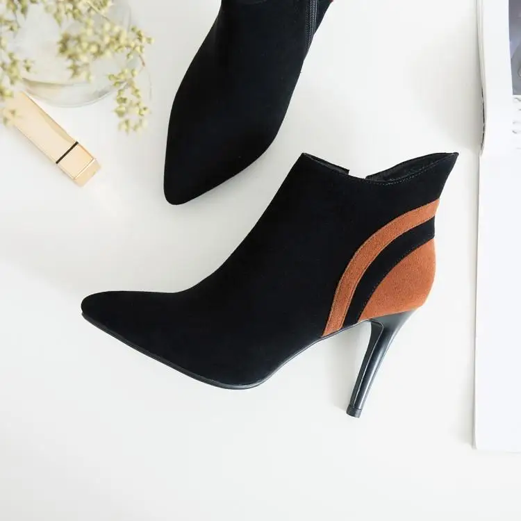 2018 New Arival Fashion Show MIxed Color Black Suede Back brown Grey Ladies Booties Chic Pointed Toe Side Zip Shoes Woman
2018 New Arival Fashion Show MIxed Color Black Suede Back brown Grey Ladies Booties Chic Pointed Toe Side Zip Shoes Woman
