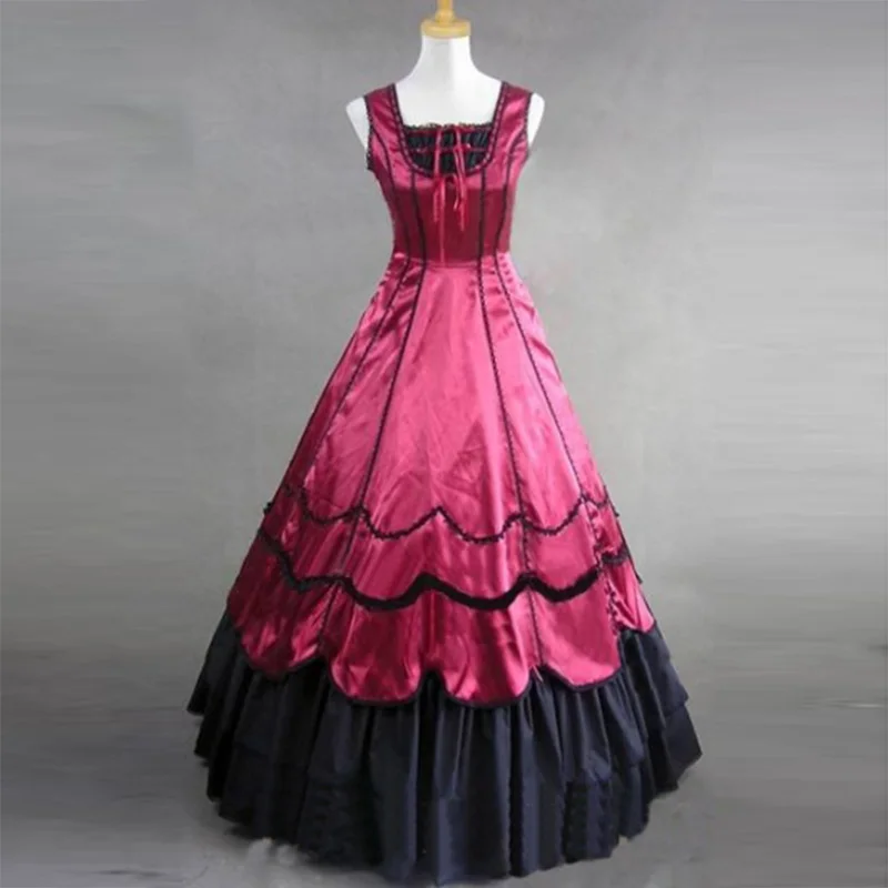 elegant-sleeveless-red-and-black-gothic-victorian-dress