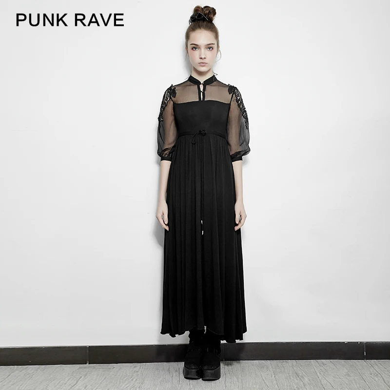 PUNK RAVE Gothic Lolita Stand Collar Chiffon Women Dresses Silk Embroidery Steampunk Vintage Half Sleeve Women Summer Dresses
PUNK RAVE Gothic Lolita Stand Collar Chiffon Women Dresses Silk Embroidery Steampunk Vintage Half Sleeve Women Summer Dresses