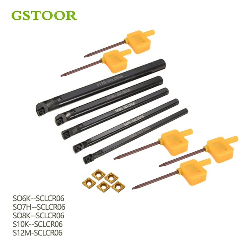 5pcs set Boring Bar Tunring Tool SCLCR 6 7 8 10 12mm with 5Pcs CCMT0602 Insert 95 Degree Right Hand Blade Turning Tool Set
5pcs set Boring Bar Tunring Tool SCLCR 6 7 8 10 12mm with 5Pcs CCMT0602 Insert 95 Degree Right Hand Blade Turning Tool Set