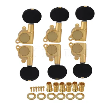 Yibuy 3R3L Gold Guitar Tuners Machine Heads black Button 
Yibuy 3R3L Gold Guitar Tuners Machine Heads black Button