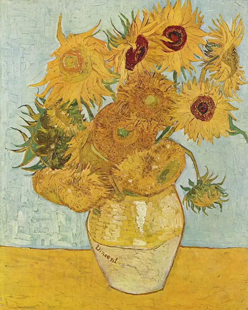 

Flower Canvas Oil Painting Vase with Twelve Sunflowers Vincent Van Gogh Still Life Wall Art for Kitchen Home Decor Hand Painted