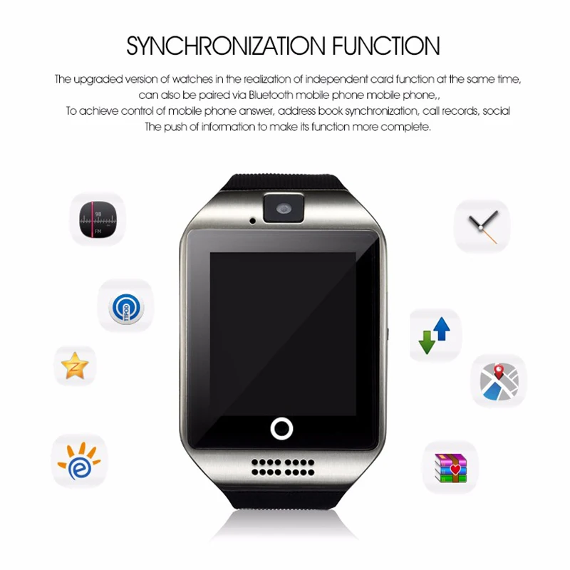 Smart Watch Q18 Smartwatch Bluetooth Phone Clock Touch Screen Camera Support SIM Card Fitness Tracker WristWatch for IOS Android
Smart Watch Q18 Smartwatch Bluetooth Phone Clock Touch Screen Camera Support SIM Card Fitness Tracker WristWatch for IOS Android