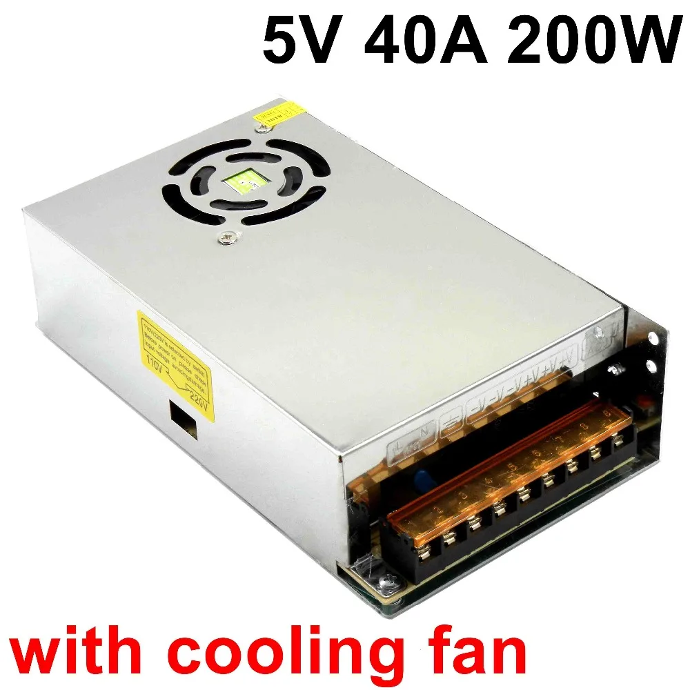 5V 40A 200W Switching Power Supply input AC110V 220V to DC5V led driver with fan AC TO DC transformer for led display lighting
5V 40A 200W Switching Power Supply input AC110V 220V to DC5V led driver with fan AC TO DC transformer for led display lighting