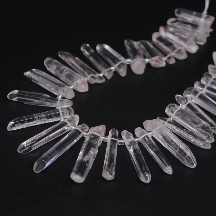 32-36pcs/Strand Polished Clear Crystal Quartz Top Drilled Long Size Points,Raw Crystal Gems Tusk Stick Pendant Beads
32-36pcs/Strand Polished Clear Crystal Quartz Top Drilled Long Size Points,Raw Crystal Gems Tusk Stick Pendant Beads