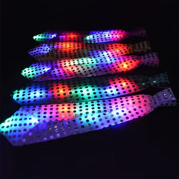 

50pcs/lot Paillette Tie Led Luminous Tie Mixcolor Flashing Male/Female Fashion Tie ,Party And Dancing Stage Toy Glowing Tie DHL