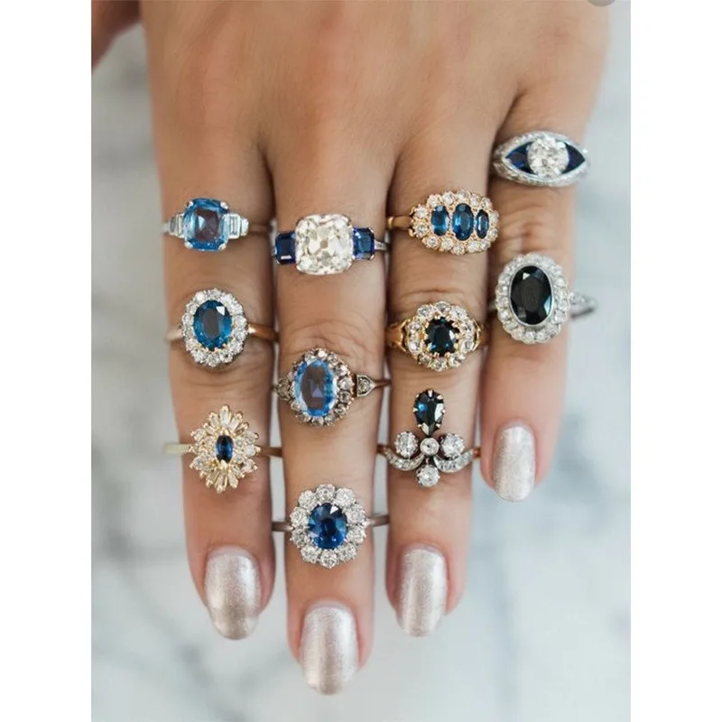 11 Pcs/set Women Blue Crystal Geometry Round Water Drops Irregular Flower Ring Set Charm Party Wedding Jewelry Accessories
11 Pcs/set Women Blue Crystal Geometry Round Water Drops Irregular Flower Ring Set Charm Party Wedding Jewelry Accessories