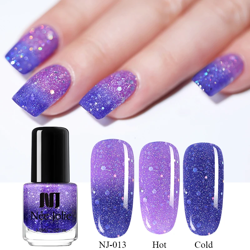 NEE JOLIE 7.5ml Temperature Purple Color Changing Thermal Nail Polish Holographic Glitter Nail Art Varnish
NEE JOLIE 7.5ml Temperature Purple Color Changing Thermal Nail Polish Holographic Glitter Nail Art Varnish