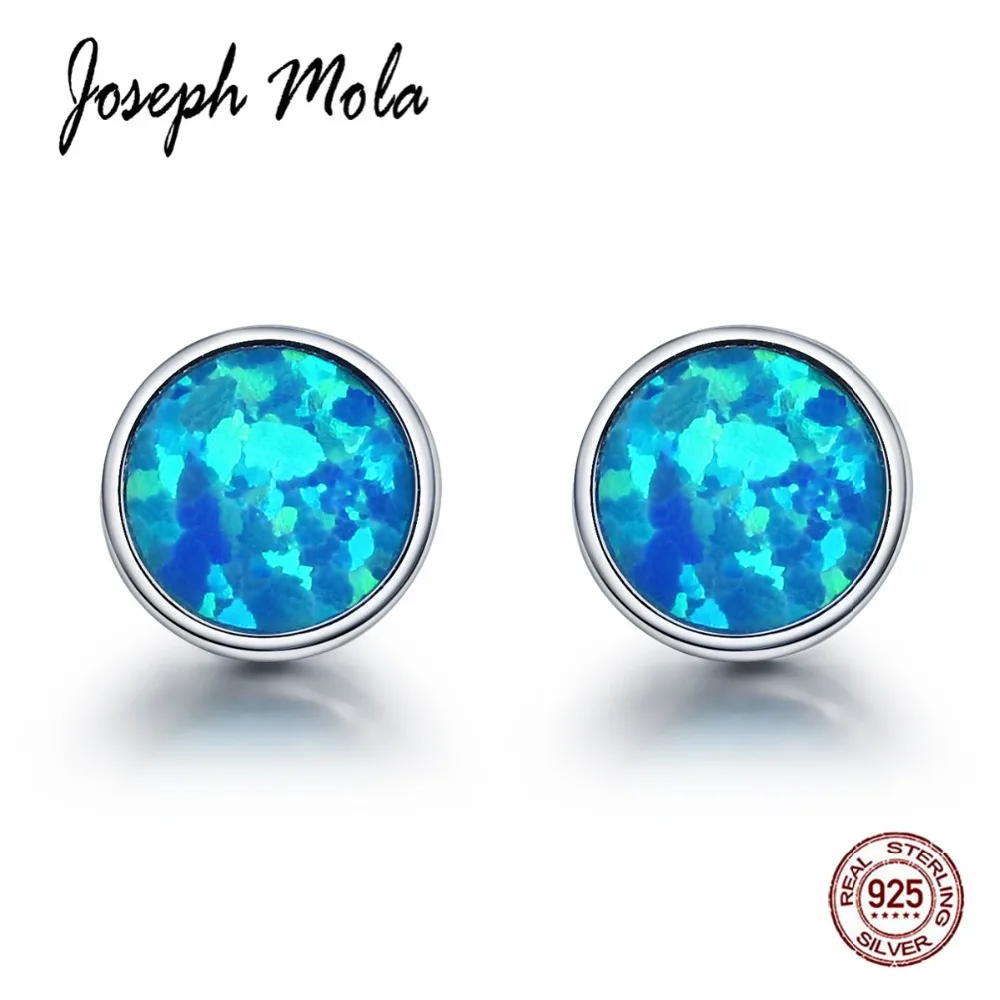 Joseph Mola 925 серебро светло-голубой фиксированный Halo CZ камень тонкие серьги гвоздики