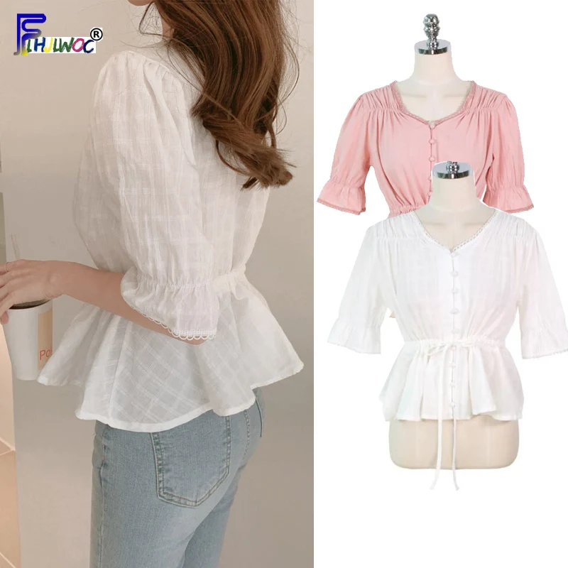 Short Crop Tops Cute Woman Fashion Korean Style Japan Design Hollow Out Sweet Girls Preppy Style White Button Shirt Blouse 6113
Short Crop Tops Cute Woman Fashion Korean Style Japan Design Hollow Out Sweet Girls Preppy Style White Button Shirt Blouse 6113