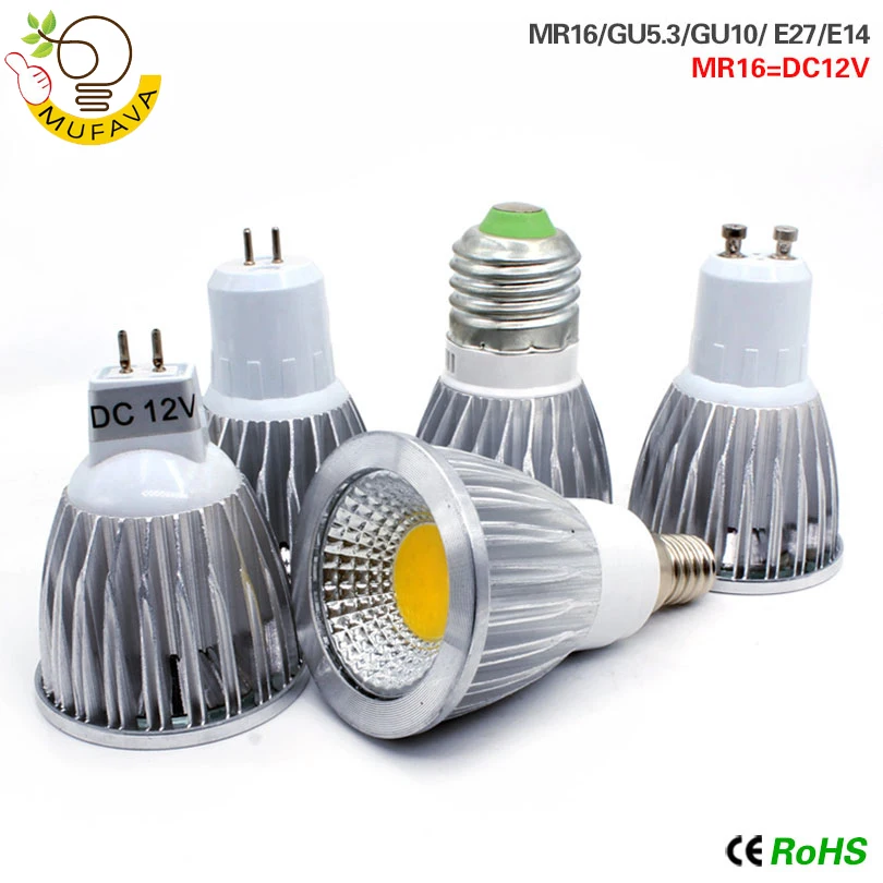 

E27 E14 GU10 MR16 LED COB Spotlight Dimmable 9w 12w 15w Spot Light Bulb high power lamp DC12V or AC85-265V
