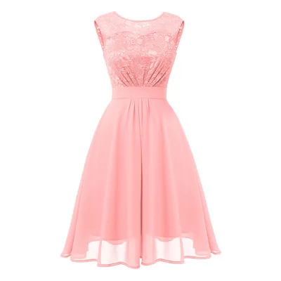 Women's simple lace chiffon bridesmaid party dresses