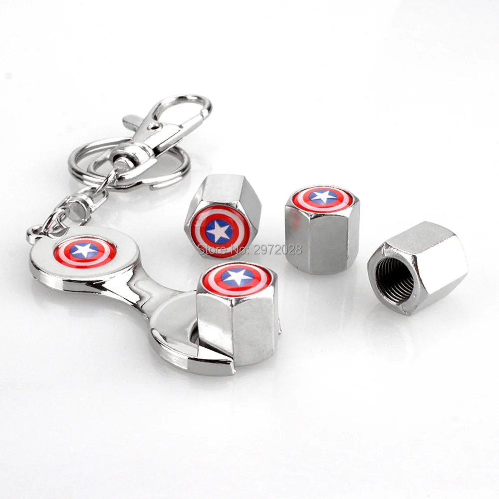4 x Car Styling Stainless Steel Zinc Alloy Wheel Tire Valve Stems Caps Captain America Universal Fit With Mini Wrench Key Chain
4 x Car Styling Stainless Steel Zinc Alloy Wheel Tire Valve Stems Caps Captain America Universal Fit With Mini Wrench Key Chain