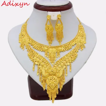 Adixyn 2018 Arab Dubai Party Necklace/Earrings Jewelry set Gold Color & Copper African Gifts Bride Wedding Accessories
Adixyn 2018 Arab Dubai Party Necklace/Earrings Jewelry set Gold Color & Copper African Gifts Bride Wedding Accessories