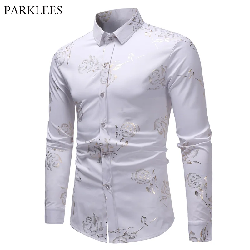 Bronzing Rose Flower Print Shirt Men 2018 Brand Slim Fit Long Sleeve Dress Shirt Mens Causal Button Down Shirts Camisas Hombre
Bronzing Rose Flower Print Shirt Men 2018 Brand Slim Fit Long Sleeve Dress Shirt Mens Causal Button Down Shirts Camisas Hombre