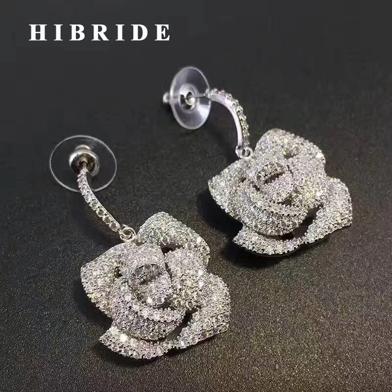 HIBRIDE New Beautiful Flower Shape Micro CZ Stone Pave Women Drop Earring For Wedding Bridal Gift boucle d'oreille E-431
HIBRIDE New Beautiful Flower Shape Micro CZ Stone Pave Women Drop Earring For Wedding Bridal Gift boucle d'oreille E-431