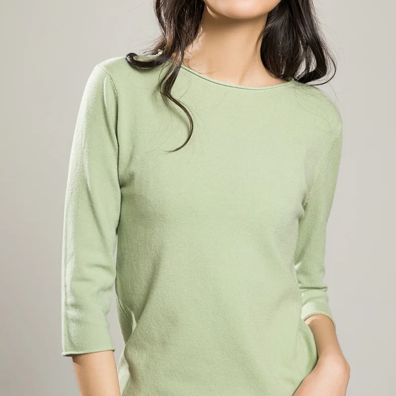 Women's T-shirt Summer 3/4 Short Sleeve Solid Knitted Pullovers Harajuku Thin Tee Shirt Crimping Basic Tshirt 2019 New Arrival
Women's T-shirt Summer 3/4 Short Sleeve Solid Knitted Pullovers Harajuku Thin Tee Shirt Crimping Basic Tshirt 2019 New Arrival