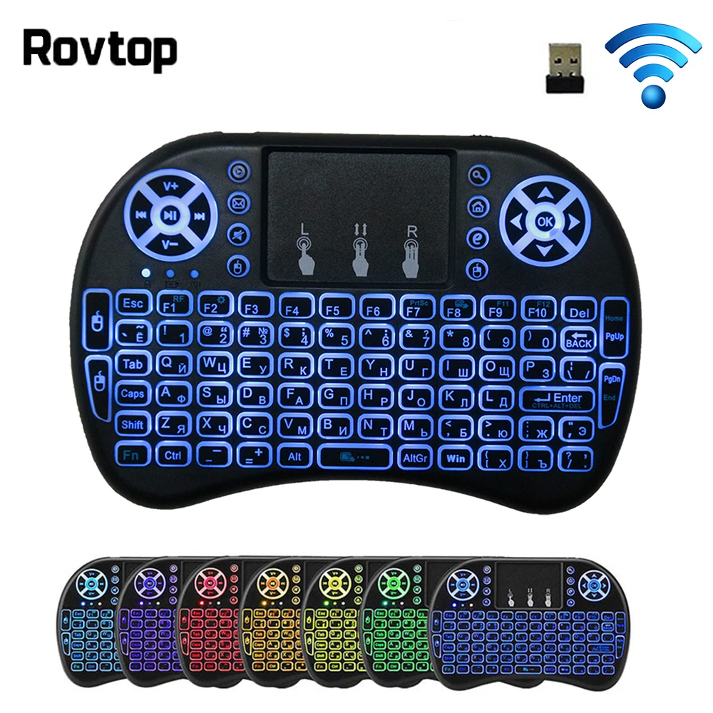2.4GHz Wireless Backlit I8 Mini Keyboard Touchpad Fly Air Mouse For Android TV Box Computer PS3 with English Spanish Russian
2.4GHz Wireless Backlit I8 Mini Keyboard Touchpad Fly Air Mouse For Android TV Box Computer PS3 with English Spanish Russian