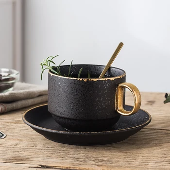 220ml European Style Luxury Coffee Cup with Saucer Kit Ceramic Black Color Gold Handle Cups Breakfast Milk Mug Flower Tea Mugs
220ml European Style Luxury Coffee Cup with Saucer Kit Ceramic Black Color Gold Handle Cups Breakfast Milk Mug Flower Tea Mugs