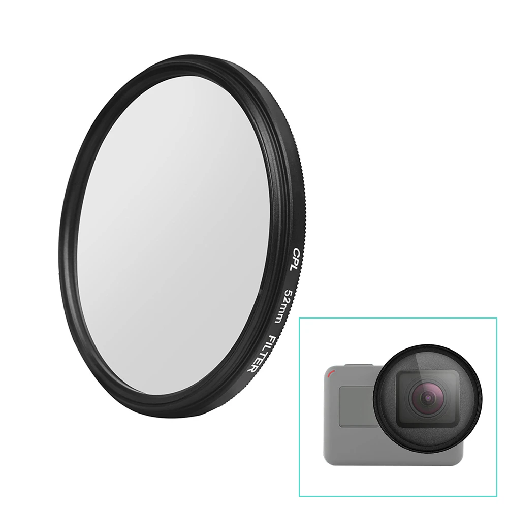 

52mm Professional Photography CPL(Circular Polarizer) Filter with Lens Cover and Adapter for GoPro Hero 7 6 5 Black Camera Body