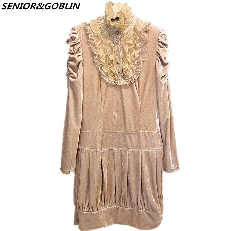 New 2019 Autumn Brand Designer Runway Velvet Dress Winter Women Long Sleeve Ruffles Sequined Beading Turtleneck Vintage Dress
New 2019 Autumn Brand Designer Runway Velvet Dress Winter Women Long Sleeve Ruffles Sequined Beading Turtleneck Vintage Dress