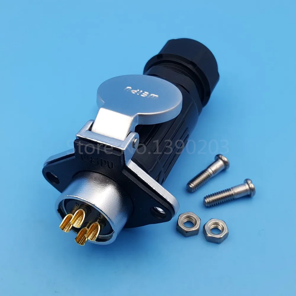 

1Set WP20 4Pin Waterproof Chassis Panel Mount Aviation Plug Cable Connector Plug + Socket 30A/500V