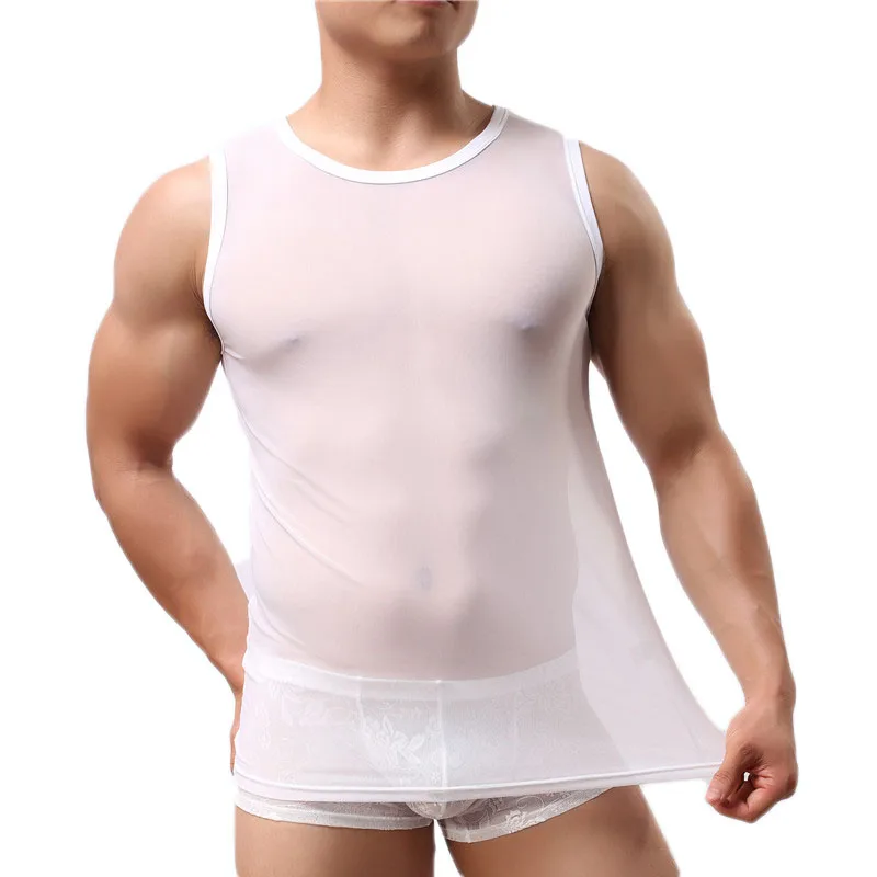 Spandex Men Undershirt Sleeveless Singlet Mens Vest Underwear Mesh Transparent Shirt Gay Sexy Clothing Bodysuit Croset Howe Ray
Spandex Men Undershirt Sleeveless Singlet Mens Vest Underwear Mesh Transparent Shirt Gay Sexy Clothing Bodysuit Croset Howe Ray