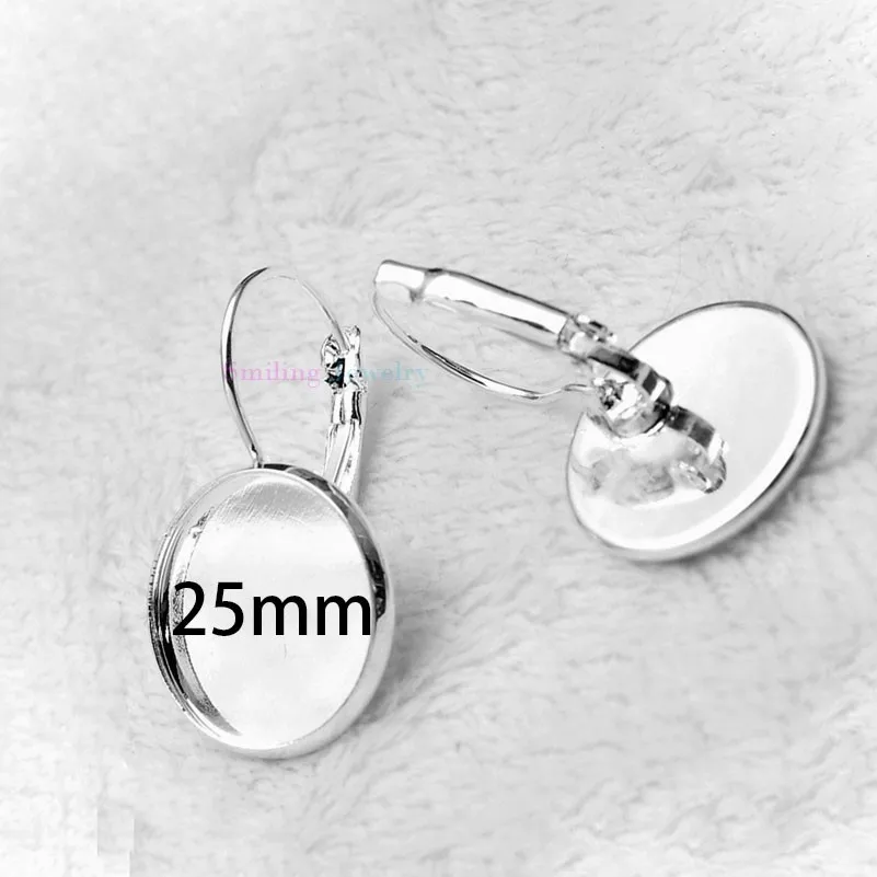 50pcs-Fit-25mm-1-Glass-Cameo-Cabochon-DIY-Earring-Blanks-Base-Silver-Plated-Copper-Brass-Bezel
