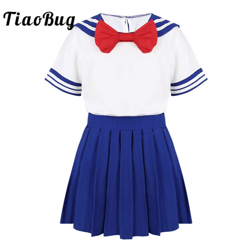 TiaoBug Kids Girls Japanese School Uniform Children Bowtie Tops T-Shirt with Pleated Skirt Set Students Cosplay Sailor Costume
TiaoBug Kids Girls Japanese School Uniform Children Bowtie Tops T-Shirt with Pleated Skirt Set Students Cosplay Sailor Costume