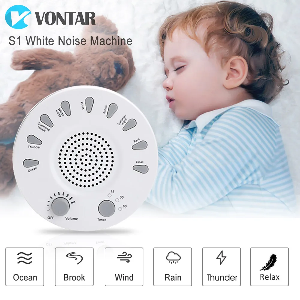VONTAR S1 белая шумовая машина звук инструмент для релаксации сна терапии регулятор