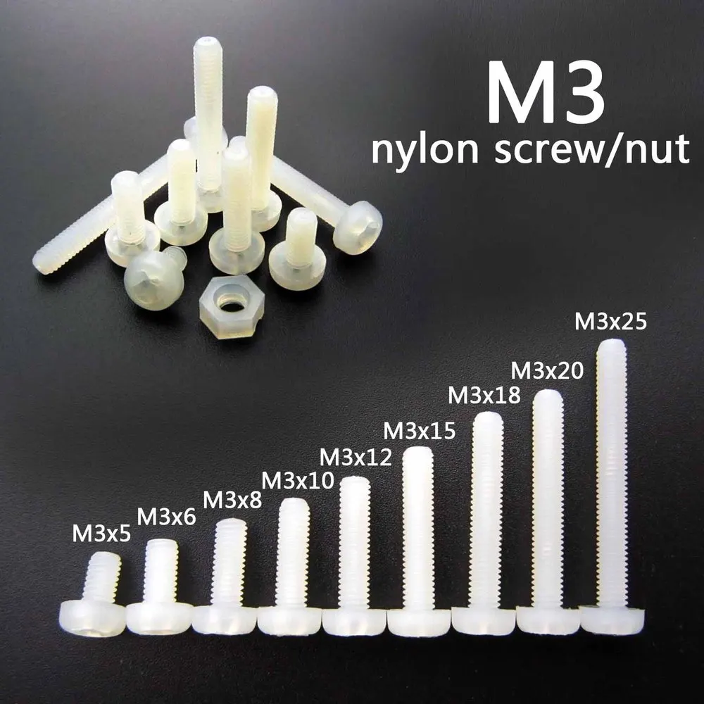 50pcs White Plastic Nylon Metric Threaded Round Pan Phillips Head Screw Bolt Hex Nut M3x5 6 8 10 12 15 18 20 25mm
50pcs White Plastic Nylon Metric Threaded Round Pan Phillips Head Screw Bolt Hex Nut M3x5 6 8 10 12 15 18 20 25mm