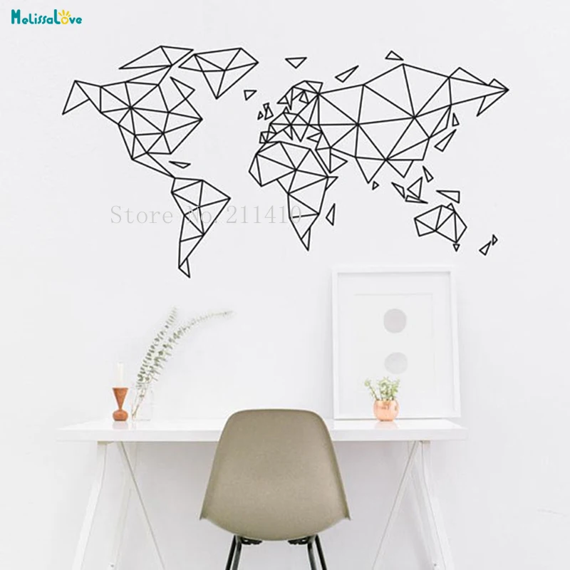 Geometric World Map Wall Sticker Nordic Style Art Vinyl Decals Simple and Beautiful Decor Living Room Removable Murals YT740
Geometric World Map Wall Sticker Nordic Style Art Vinyl Decals Simple and Beautiful Decor Living Room Removable Murals YT740