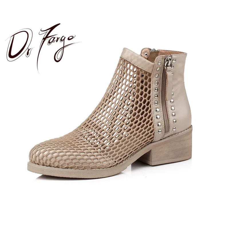DRFARGO Summer Shoes Women Ankle Boot Rivet Round Toe Netting Vamp Mid Square Heel Shoes Black Fashion Stable Genuine Leather
DRFARGO Summer Shoes Women Ankle Boot Rivet Round Toe Netting Vamp Mid Square Heel Shoes Black Fashion Stable Genuine Leather