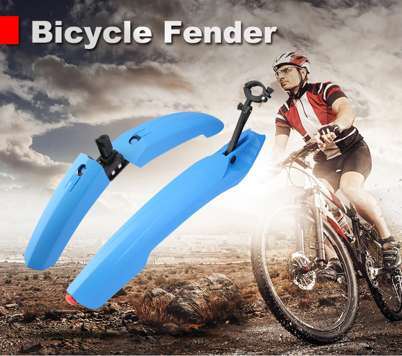 PCycling Bicycle Mudguard Front/Rear Quick Release Fenders Road Bike MTB Fender Mud Guard Wings Parts With Taillight LED 1
