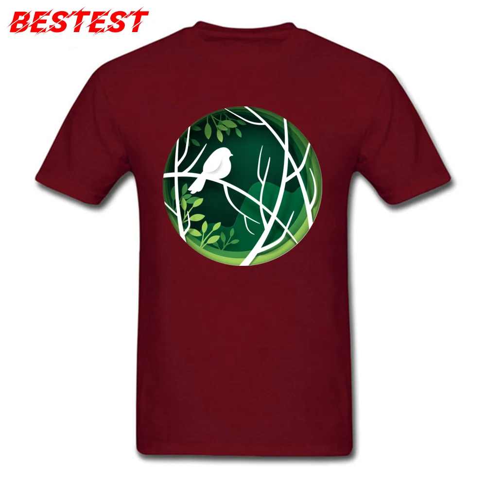 Casual Bird Male T-shirts Company Summer/Fall Short Sleeve Round Neck Cotton Fabric Tops & Tees Birthday Clothing Shirt Bird maroon