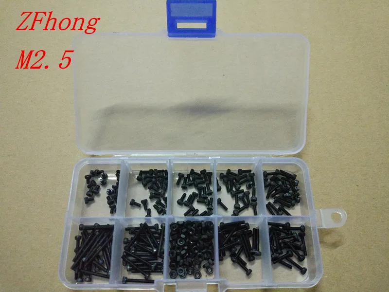 300pcs/set Assortment Kit Set m2.5 alloy steel Hex Socket cap Screw Bolt Nut M2.5 3-20mm
300pcs/set Assortment Kit Set m2.5 alloy steel Hex Socket cap Screw Bolt Nut M2.5 3-20mm