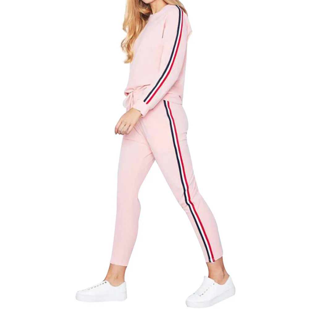 Two Piece Set Womens 2 PCS Tracksuits Set Ladies Striped Active Sport Loungewear Tracksuit Women Ensemble Femme
Two Piece Set Womens 2 PCS Tracksuits Set Ladies Striped Active Sport Loungewear Tracksuit Women Ensemble Femme