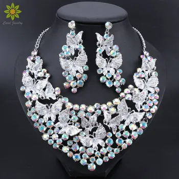 Wedding Jewelry Butterfly AB Color Crystal Necklace Earrings Set for Women African Bridal Jewelry sets
Wedding Jewelry Butterfly AB Color Crystal Necklace Earrings Set for Women African Bridal Jewelry sets