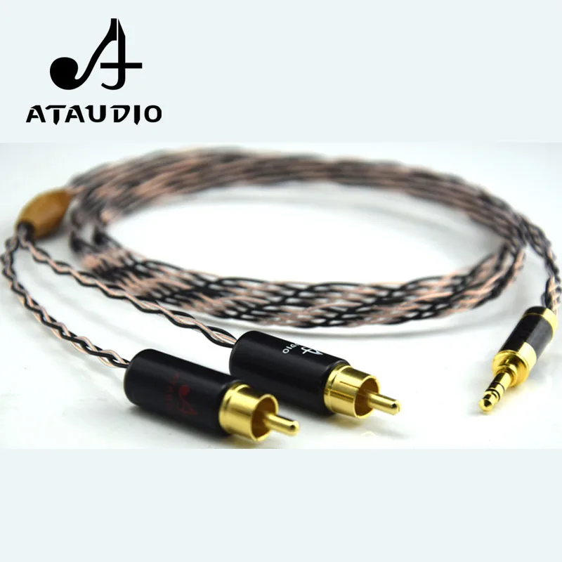 Кабель ATAUDIO Hifi 3 5 мм на 2RCA медь и серебро разъем дюйма RCA кабель|Кабели VGA| |