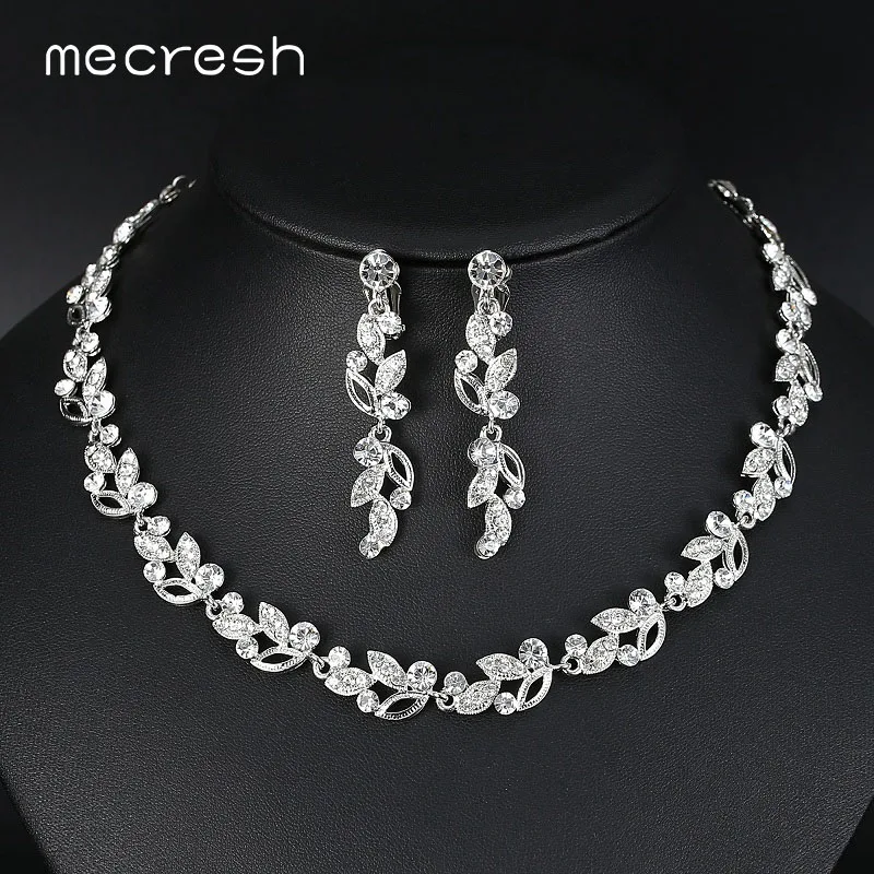Weddingl Prom Pearl Silver Leaf Stud Earrings Necklace Jewellery Ladies Gift Set